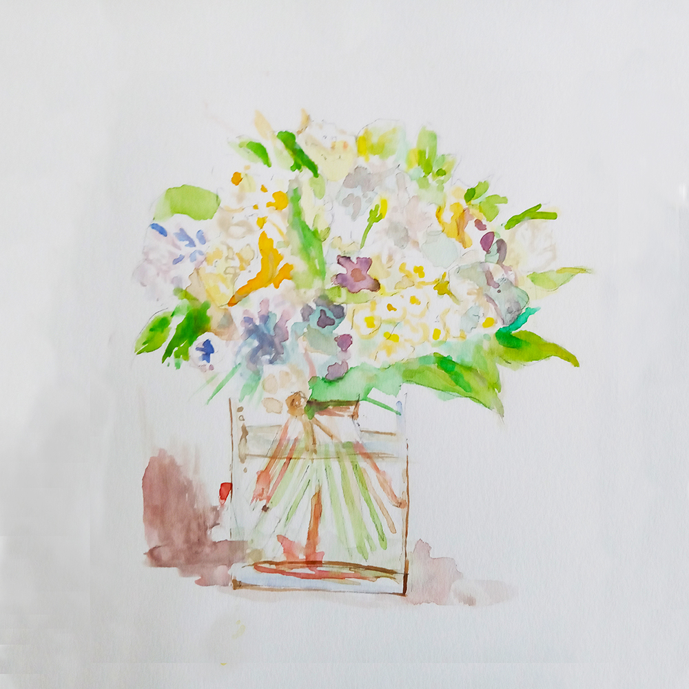 Pot de fleures - Aquarelle